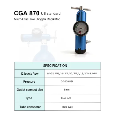 Pediatric Oxygen Regulator for E Cylinder CGA870 1/32-4 L/min Medical Oxygen Regulator for CGA870 Cylinders
