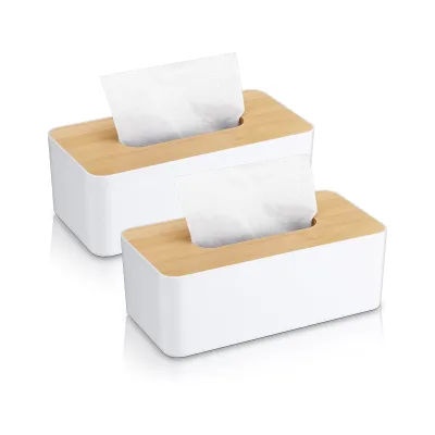Custom Logo Yuou Brand Modern Plastic Napkin Holder Tissue Box with Bamboo Lid Model ZC-260305-22 for Restaurant Bar Hotel