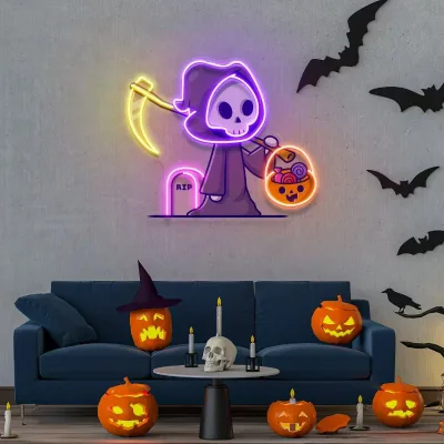 Halloween Pumpkin Ghost LED Neon Sign Waterproof Durable Dark Style UV Printing Outdoor Holiday Party Wall Lamp Gift Light