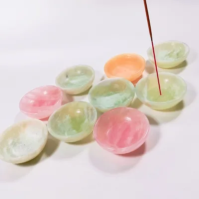 Crystal Diy Crystal Bowl Hand Carvings Mini Size Natural New Jade Incense Holder