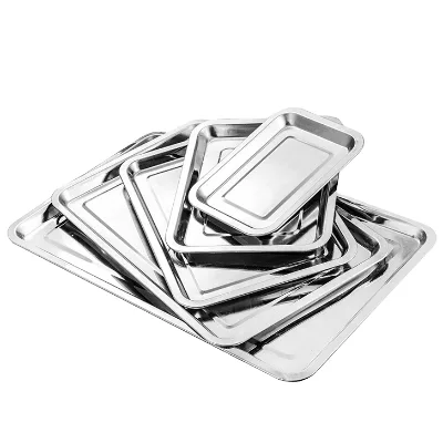 Factory Direct Supply Eco Friendly Stainless Steel Square Tray Dishwasher Safe Multi Sizes Available for Hotel Buffet