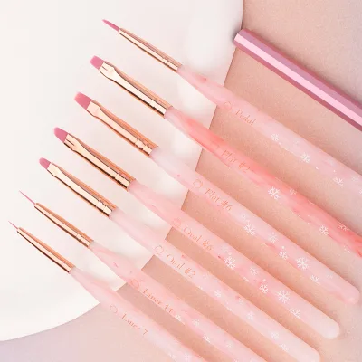 Christmas Pink New Arrival Nail Design Brush Set Nylon Acrylic Custom Logo Private Label Professional Nail Brushes Kolinsky Set