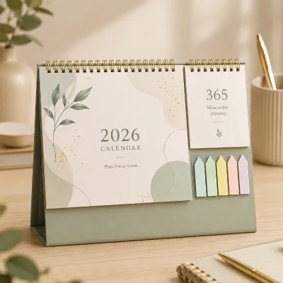 Custom Design Cardboard Monthly Desk Calendar Printing with Memo Notes Padpad