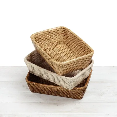 New Design Handmade Rattan Bread Picnic Basket, Small Storage Basket and Tray for Kitchen