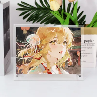 Factory Custom Acrylic Character Painting Frame with Metal Support Stand for Anime Fans