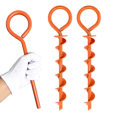 Outdoor High Carbon Steel Round Orange Spiral Ground Anchor Tent Pegs Wind-Resistant Twist-Stick Stakes for Tents & Canopies