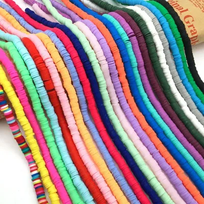 Handmade Polymer Spacer Beads 6mm Ceramic Clay Porcelain Beads Mixed Colour Heishi Chip Disk Flat for Eyeglasses Decoration