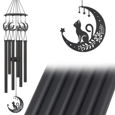 High Quality Outdoor Aluminium Cat Wind Chimes Sympathetic Garden Decoration Memorial Gift for Mom Women Grandma