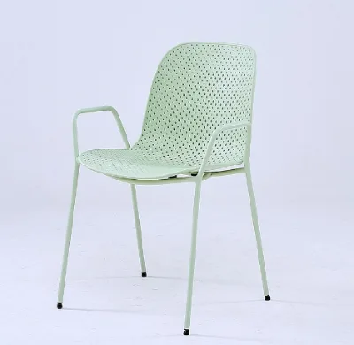 2023 New Style Hole Chair High Quality Modern Designer Restaurant Cafe PP Plastic Dining Chair with Armrest