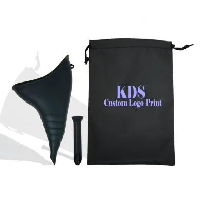Custom Logo Women Urination Device Pee Funnel for Outdoor Portable Urination Reusable Silicone Female Urinal with Drawstring Bag