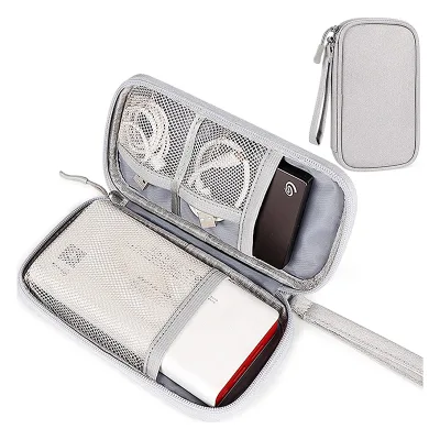 Custom Logo Portable Electronic Cable Organizer Case Travel Digital Accessories Storage Pouch Bag with Zipper Closure