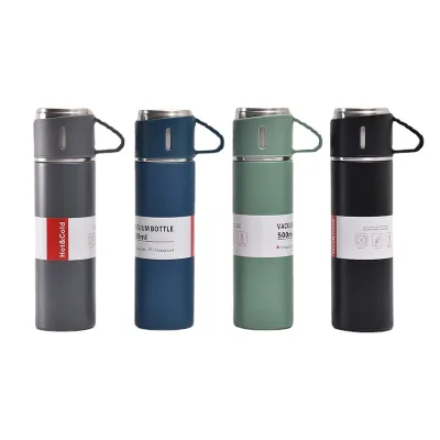 Newest Business 500ml Gift Box Set Portable Business Cup Stainless Steel Thermos Cup Water Bottle With 3 Lids