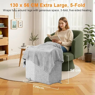 Portable Under Desk Carbon Crystal Fan Heater Timer Quiet Secure for Home Office Living Room Foldable Feet Warmer Touch Control