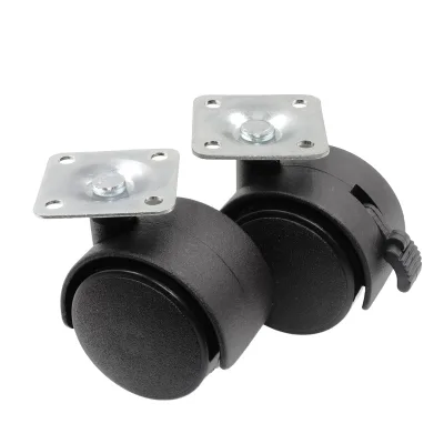 Modern 1.5 Inch 40mm Nylon Swivel Casters with Twin Wheels and Roller Bearing for Home Office Table Legs (35kg Load Capacity)