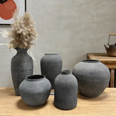 T-BF001 Black Metal Tabletop Vase Modern Simplicity Design Handmade Eco-Friendly Unbreakable Wholesale Wedding Living Room Decor