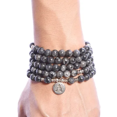 Gemstone Beaded Bracelet Black Labradorite Round Bracelet Black Color Bracelet
