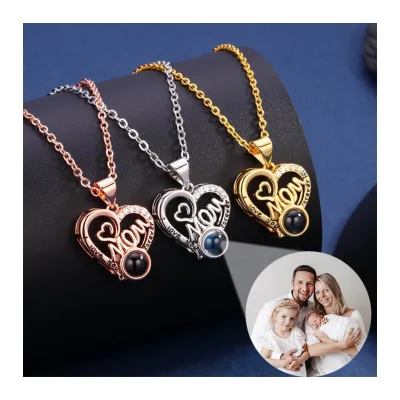 Customized Photos Anniversary Gift  Wedding Valentine's Day Love Memory Projection Necklace