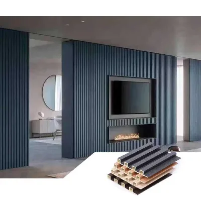 Wood Plastic 11 Wpc Fluted Laminated Decoration Timber Cladding Wpc Interior Indoor Hollow Water-proof Wpc Wall Panel Led Light
