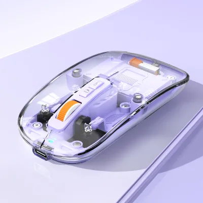 NEW Design Transparent Multi-Color Compact Durable Rechargeable Blue Tooth Wireless Mouse