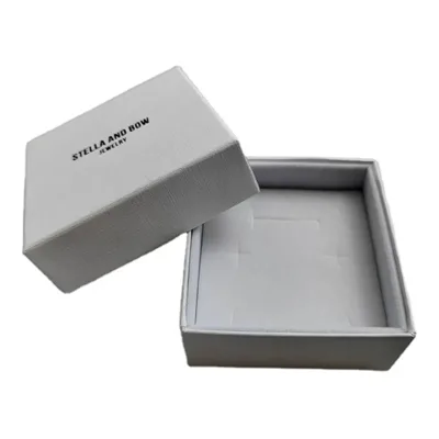 Pure White Linen Paper Custom Foam Velvet Lining Insert Jewelry Box for Necklace Earring Ring Packaging