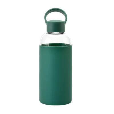 Yoga Glass Water Bottles BPA Free Non Slip Sleeve Leak Proof Lid Reusable 19 Oz and 32 Oz Sports Water Bottle