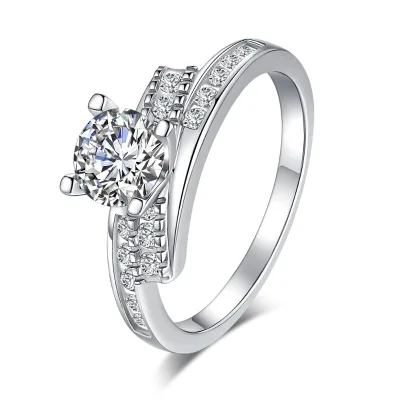 9 Custom logo Factory Blank Ring Base 925 Sterling Silver 0.5ct Moissanite Close Finger Ring for Women Have 4# Size