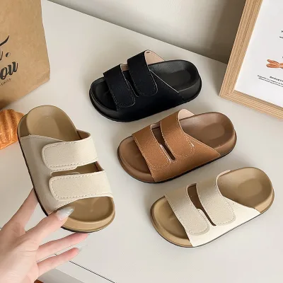 Fashionable Children's Thick-Soled Breathable PVC Outsole Korean Style Velcro Open-Toe slippers Outdoor Shoes for Boys Girls
