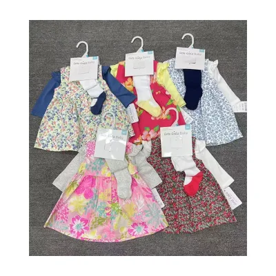 Autumn Hot Selling Newborn Baby Girls Clothing 6-24m Cotton Long Sleeves Dress Infant Leggings Socks 3pcs Toddler Suit