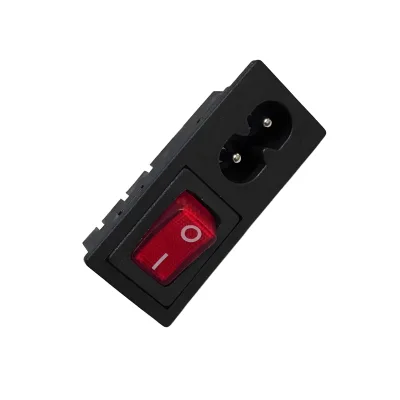 Factory Direct Delivery 2.5A 250V Iec C8 Connector With 7A 250 Volt Lighting Rocker Switch 2 in 1 Ac Socket
