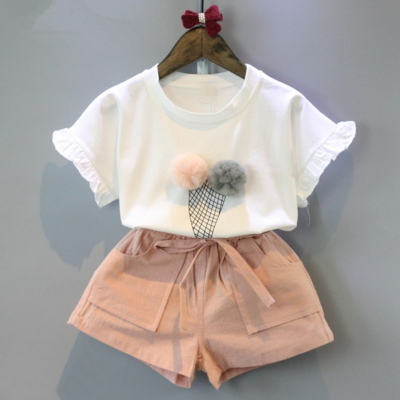 2Pcs Kids Clothes Baby Girl Fashion Set New 2021 Baby Girl Clothes Set Girl Costume Baby Shirts Shorts Set
