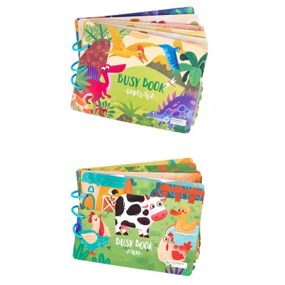 Children Montessori Early Education Quiet Book Dinosaur Animal Numbers Matching Common Cognitive Puzzle Game Paste Sticker Book