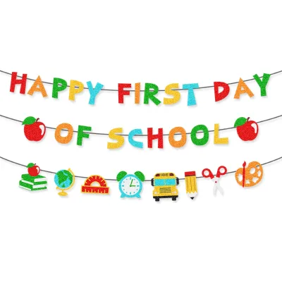 Kindergarten Back to School Bunting Garland Party Decorations Swirl Garland Hanging for Classroom Decoration Wholesale Custom