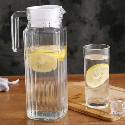 40 Fl.oz Clear Beverage Serveware Glass Drink Pitcher with Handle