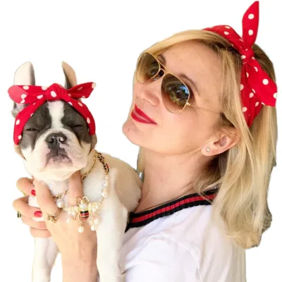 Cute Printed Dog Headband Elastic Polyester Summer Master Headband Pair for Pets Wholesale Cross-Border Pet Apparel Accessories