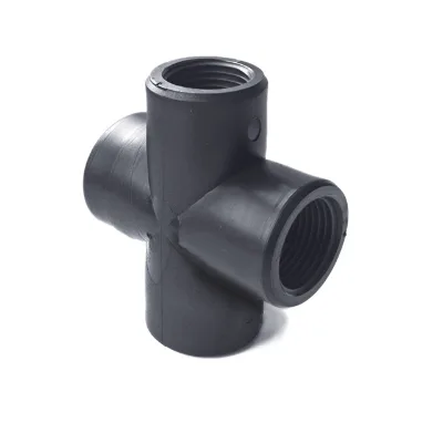 Plastic PVC PE Pipe Connector 4-way Threaded Joint Female Cross