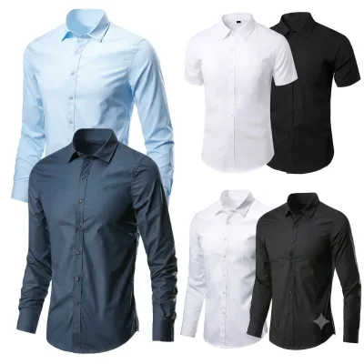 China Bangladesh Factory Price OEM Customized Logo Embroidery Wrinkle Free Slim Fit Wrinkle Fit Business Men Dress Shirt