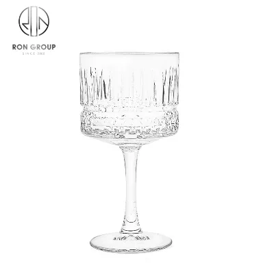 European Style Embossed Transparent Drinking Water Glass Crystal Vintage Goblet Wine Glasses