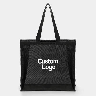 New Arrival Customized Logo Large Mesh Shoulder Tote Bag Promotion Supermarket Grocery Shopping Bag