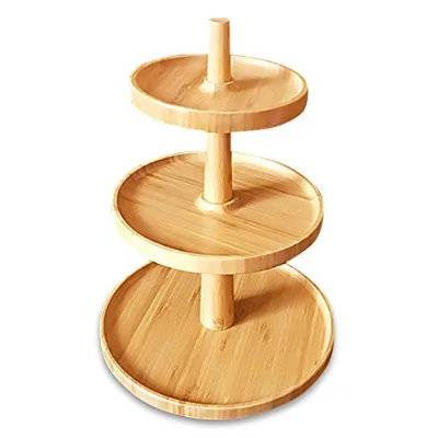 High Quality 3-Tier Bamboo Cake Stand Cupcake Carrier Eco-Friendly Fruit Tray Top Selling Professional Classic Party