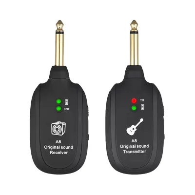 A8 Guitar Wireless System-Built-in Rechargeable Transmitter & Receiver for Electric Guitar/Bass Made in Mainland China