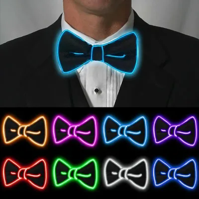 Hot Sale LED Luminous Neon Bow Neck Tie for Men Boys Kids for Wedding New Year Chinese New Year Halloween Parties