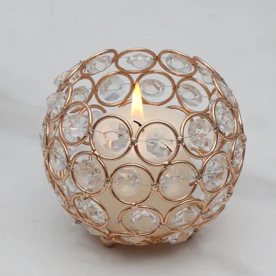 Manufacturers Octagonal Bead Crystal Ball Party Wedding Candle Cup Vintage Hollow Glass Atmosphere Effect Holder