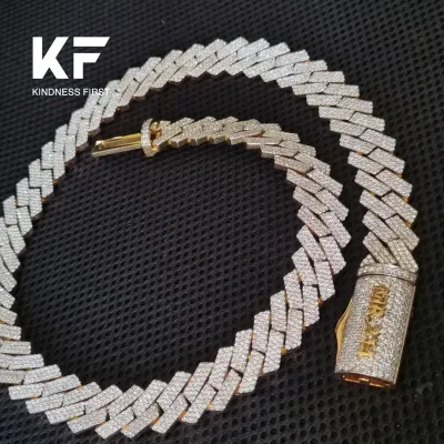 Hot Selling Pass Diamond Tester GRA Hip Hop S925 Silver Iced Out Bling  VVS Moissanite Cuban Link Chain