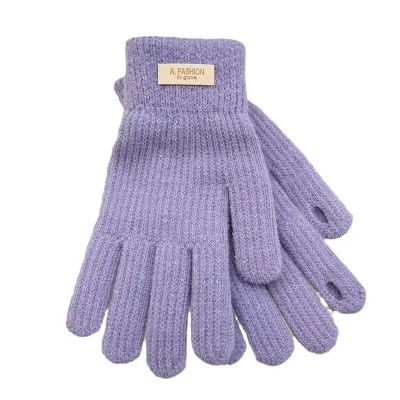 Korean Knitted Woolen Women in Winter Children Gloves Thickened with Velvet Candy Color Cycling Touch Screen Baby Gloves