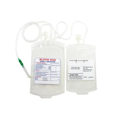 ISO Certified 450ml Medical Grade PVC Blood Bag Medical Consumables Soft EOS Disinfecting Non-Sterile Single-Use Single Double