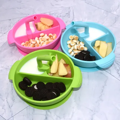 Reusable Silicone Baby Suction Bowls Silicone Bowls for Toddlers & Kids Unbreakable Divided Design Silicone Baby Bowl