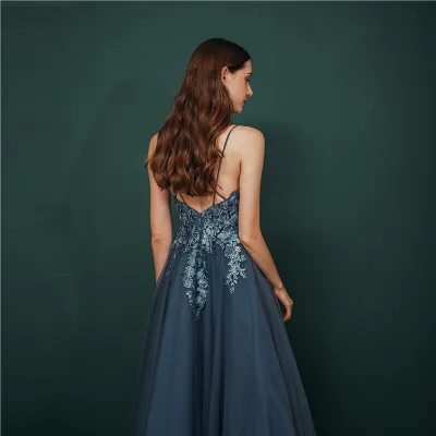 Elegant Chiffon Long Dress Lace Applique Top Cinderella Party Dress Loose Summer Dress