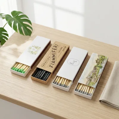 Vintage Art Sketch Printed Match Boxes Wooden Matches Scented Candle Accessory Boutique Shop Window Display Bulk Matches