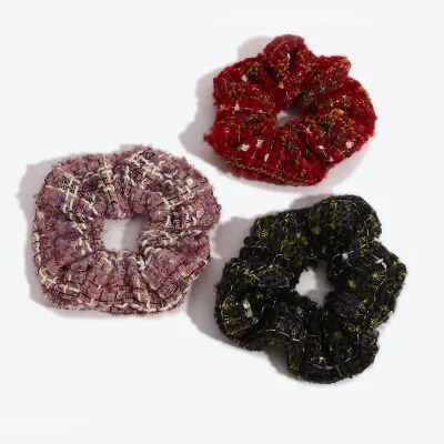 Elegant Fashionable Exquisite High Elasticity Colorful Mixed Thread Braided Large Hair Scrunchies