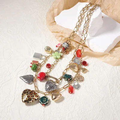 Handmade Boho Natural Stone Pendant Necklace for Women Red Jasper Turquoise Agate Vintage Jewelry Gift